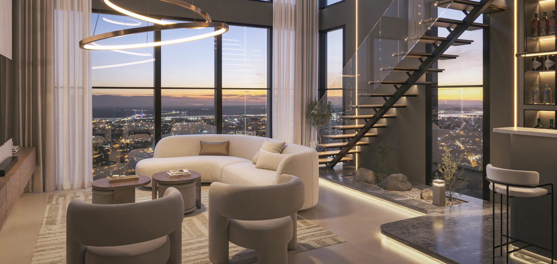 Penthouse dúplex con vista a Asunción al atardecer